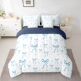 thumbnail image 2 of Feelyou Blue Princess Bowknot Twin Bedding Sets 7pcs, Cartoon Ribbon Bedding Comforter Set, 2 of 8