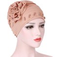 thumbnail image 2 of Bangcool Turban Cap Solid Color Beaded Adjustable Headscarf Hat Head Wrap Cap for Women, 2 of 6