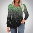 thumbnail image 1 of Sentmoon Mode Ample Manches Longues Hauts pour Femmes Imprimé Col Rond Plissé Chemises Manches Longues pour Femmes Mode Automne 2024 Vert TG Offres du Jour Liquidation, 1 of 4