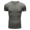 thumbnail image 4 of SWSMCLT Men's Lightweight Sports Fall Thin Casual V Neck Tshirt Short Sleeve Top Soft Summer Cool Fitted T Shirt Grey Small, 4 of 4