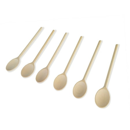 Oval Wooden Spoon - 12-Inch Long Handle Wooden Cooking Mixing Oval Spoons, Beechwood (Set of 6)