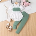 thumbnail image 2 of newwalpole Toddler Baby Girl Clothes Short Sleeve Ruffle Shirt Floral Pant Set 2 Piece Outfits For Girls Cute Clothing Set Green for Size 2-3 Years, 2 of 7