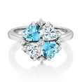 thumbnail image 2 of Gem Stone King 925 Sterling Silver Swiss Blue Topaz and Moissanite Ring for Women (2.18 Cttw, Heart Shape 5MM, Gemstone November Birthstone, Size 9), 2 of 3