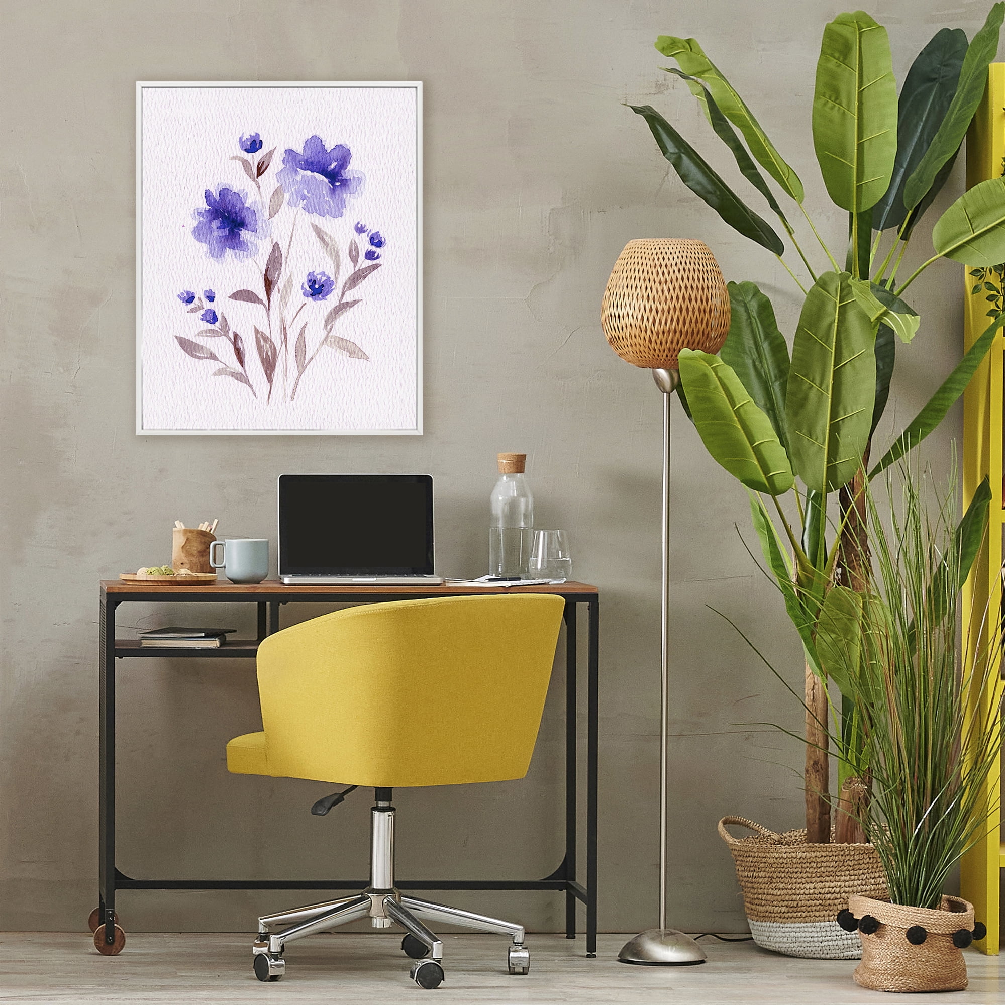 Stupell Industries Blooming Purple Flowers White Framed Giclee Art, design by Leah Noel Art