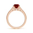 thumbnail image 2 of ANGARA Vintage Inspired Oval Lab Grown 2 Ct Ruby Engagement Ring with Milgrain for Women in 14K Rose Gold (Size-9x7mm) | July Birthstone, Anniversary, Jewelry Gift for Women | Lab-Grown Ruby Ring, 2 of 7