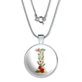 thumbnail image 1 of Letter I Floral Monogram Initial 1" Pendant with Sterling Silver Plated Chain, 1 of 4