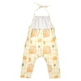 thumbnail image 3 of Girls' Jumpsuits Rompers Summer Casual Sleeveless Rompers With Pockets Spaghetti Strap Romper Light Brown Capybara 2T, 3 of 7