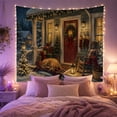 thumbnail image 2 of Snowy Front Porch With Dog And Wreath, Cozy Farmhouse Style for Dog Lovers, Seasonal Wall Art, Christmas Gift Tapestry Wall Hanging for Living Room and Entryway, 2 of 7