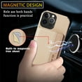 thumbnail image 5 of Case for iPhone 14 Pro,Decase Premium Fabric Hybrid Wallet Phone Cover RFID Blocking Card Slots Holder Shockproof Anti-Scratch Support Magnetic Car Mount - khaki, 5 of 7
