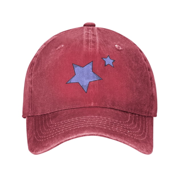 ZICANCN Purple Star Casquette de Baseball Réglable Femmes, Chapeaux pour Hommes Adulte Lavé Coton Denim Baseball Caps Mode Rouge