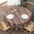 thumbnail image 3 of Red and Green Christmas Striped Pattern Round Tablecloth 60"x60",Wrinkle Wipeable Table Cloth for Kitchen Dining Room Picnic Patio Party, 3 of 6