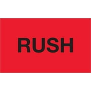 Tape Logic Labels "Rush" 3" x 5" Fluorescent Red 500/Roll DL1368