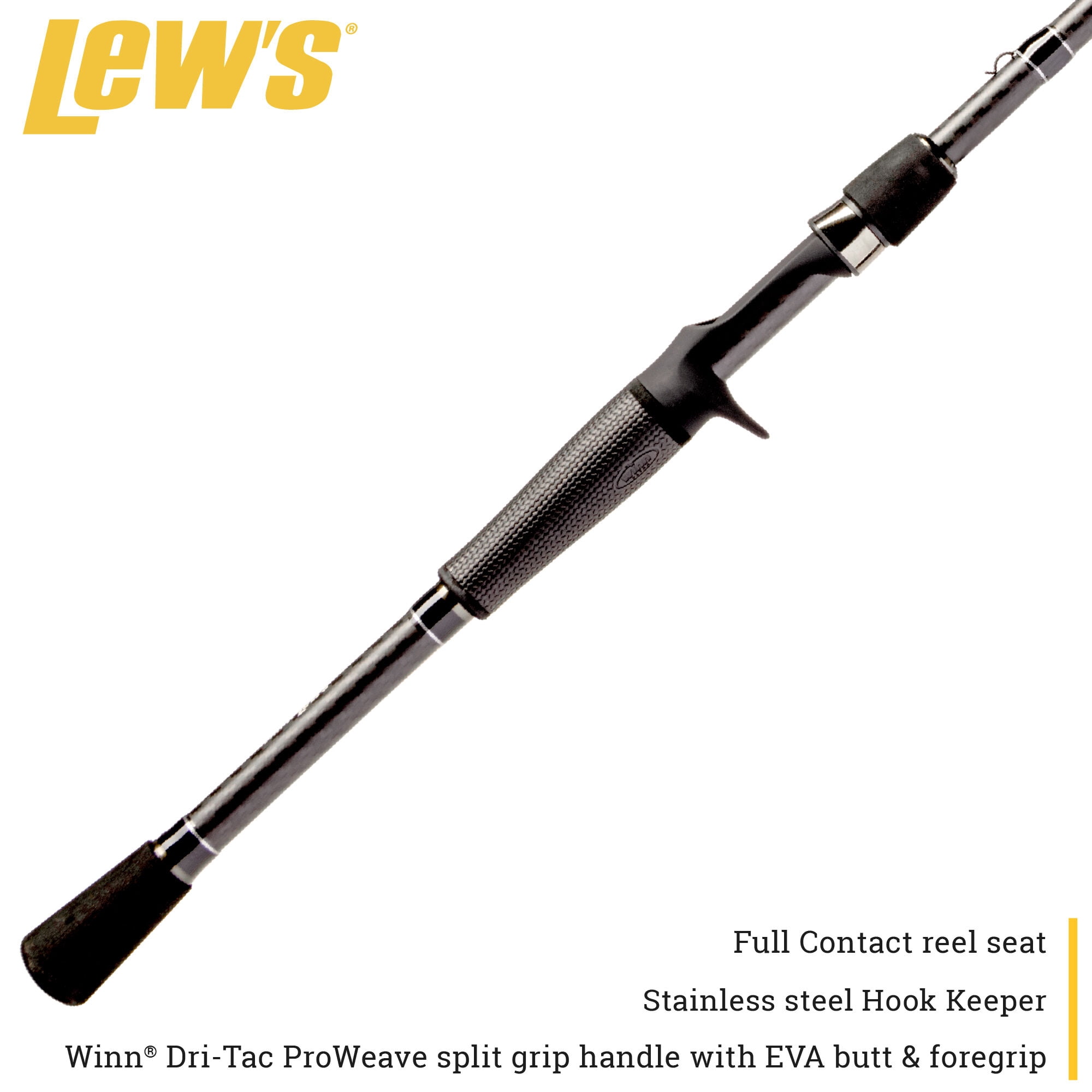 Lew’s Custom Lite Casting Fishing Rod, 7-Foot 3-Inch Rod, Moderate-Fast Action, Medium-Heavy Power, Black