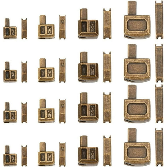 16 Sets Zipper Repair Kit 4 Sizes Metal Zipper Insertion Pin #3#5#8#10 Zipper Latch Slider Retainer Zipper Bottom Stop Zipper Fixing Kit