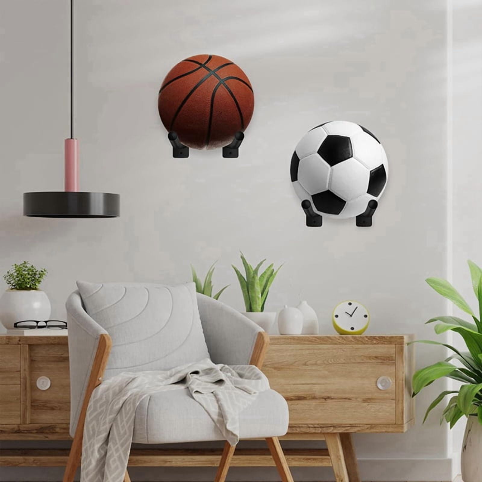 6 x Exercise Ball Wall Rack-Black