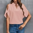 thumbnail image 2 of Ruyang T-Shirts for Women, Summer Tops Women's Solid Color V Neck Off The Shoulder Loose Chiffon T Top Shirts with Long Sleeves for Women, 2 of 8