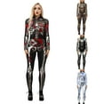 thumbnail image 4 of Women Party Costume Skull Print Long Sleeve Jumpsuit Outfit Overall Stretch Jumpsuit Rompers Playsuit, 4 of 5