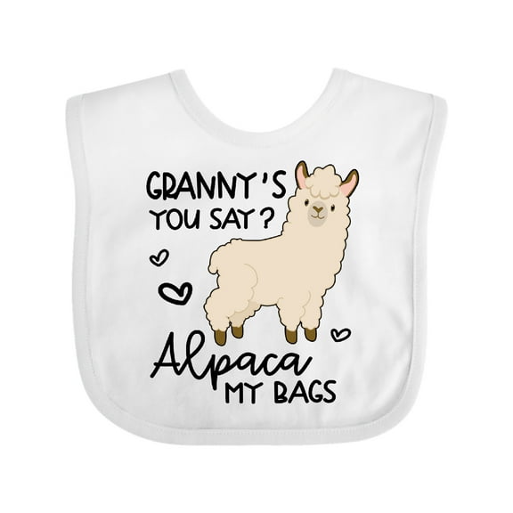 Inktastic Granny's You Say Alpaca My Bags Boys or Girls Baby Bib