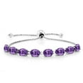 thumbnail image 3 of Gem Stone King 925 Sterling Silver Purple Amethyst Bracelet and Earrings Jewelry Set for Women (7.50 Cttw, Gemstone February Birthstone, Oval 7X5MM, Fully Adjustable up to 9 inch), 3 of 4