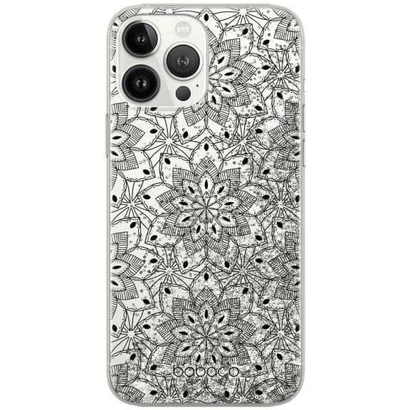 Mobile phone case with glitter overflow effect for Apple IPHONE 15 PRO MAX original and officially Licensed Babaco pattern Mandalas 009 optimally adapted to the shape of the mobile phone