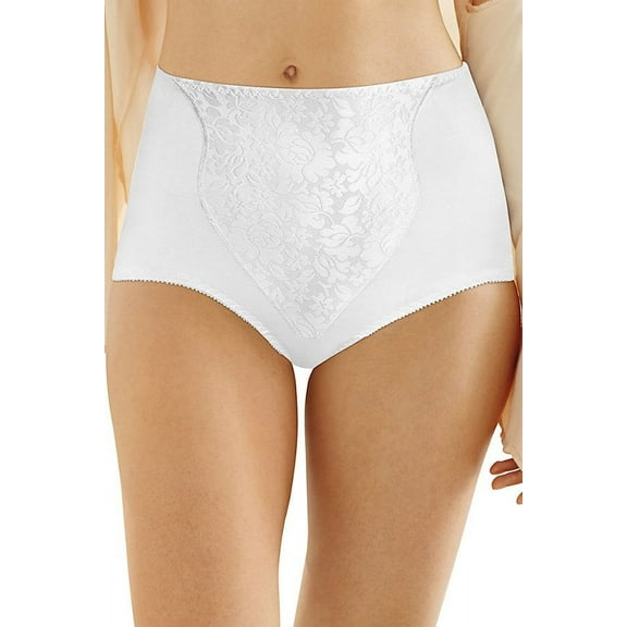 Women's Bali X372 Lace Tummy Panel Shaping Brief Panty - 2 Pack (White/White XL)