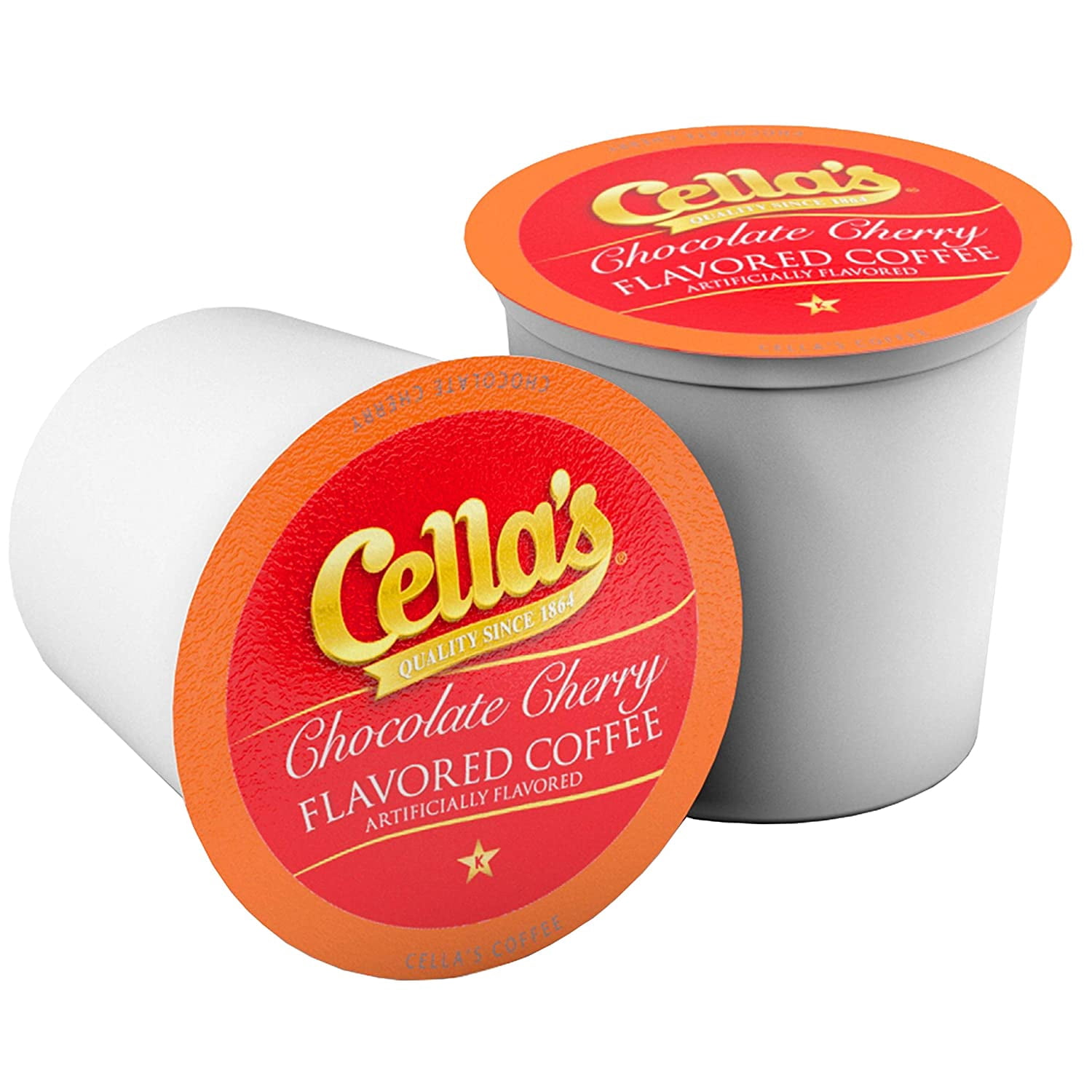 Cella's Chocolate Cherry Coffee Pods Compatible with Keurig K Cup Brewers, Medium Roast Flavored Coffee, Smooth Single Serve Pods for Home and Office, 40 Count