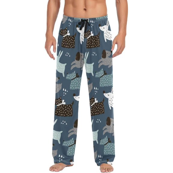 GZHJMY Cute Cartoon Dog Mens Pajama Pants, Comfortable and Soft Men Pajama Bottoms with Pockets and Drawstring, Christmas New Year Birthday Father's Day
