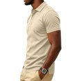 thumbnail image 5 of Mens Polo Shirts Buttons Short Sleeve Basic Business Shirts Breathable Soft Casual Performance Classic Fit Shirts Khaki M, 5 of 6