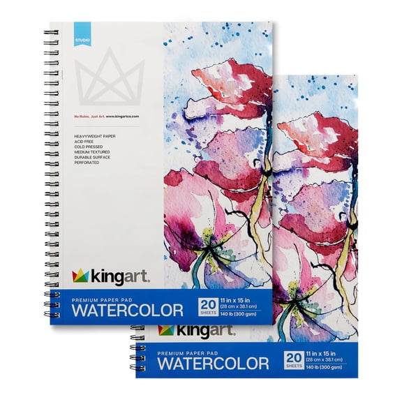 Watercolor Paper Pads – 11" x 15" (2 Pack, 20 Sheets Each)