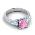 thumbnail image 3 of 2.50 Carat New Round Cut Pink Sapphire & Aquamarine Gemstone Engagement Ring for her Solid 18K White Gold Size 5.5 by Diamond-Capitals, 3 of 8