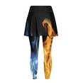 thumbnail image 5 of POLEROBlue Gold Fire Yoga Tennis Skirt with Pockets Slim Fit Athletic Tennis Legging for Women Tights Skirted Yoga Pants Non See Through Tummy Control Workout Skirts Sports Leggings, 5 of 6