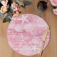 thumbnail image 3 of Pink Coastal Round 15 Inch Placemats Set of 8, Summer Ocean Sea Waves Starfish Corals HeatResistant Non Slip Place Mats for Dining Table, Wipeable Braided Kitchen Table Mats for Housewarming, 3 of 9