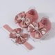 thumbnail image 3 of Floor Socks & Headdress Baby Bowknot Headband Newborns Toddlers Hair Band and Knitted Breathable Socks Baby Supply light pink, 3 of 4