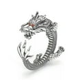 thumbnail image 4 of K-KED Pure S925 Sterling Silver Band Men Gift Five Claws Red Eye Dragon Open Ring 11g, 4 of 9