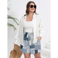 thumbnail image 6 of SHOWMALL Women's Plus Drawstring Shorts Floral Gray Patchwork 4X Summer Elastic Waist Casual Lightweight with Pockets, 6 of 8