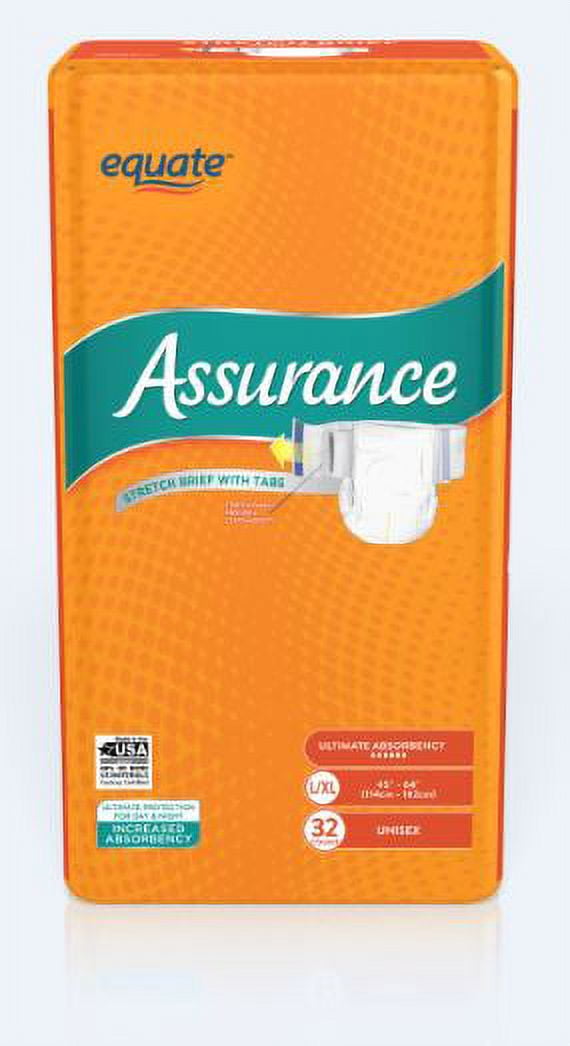 Assurance Unisex Incontinence Stretch Briefs With Tabs, Ultimate  Absorbency, L/XL (32 Count)