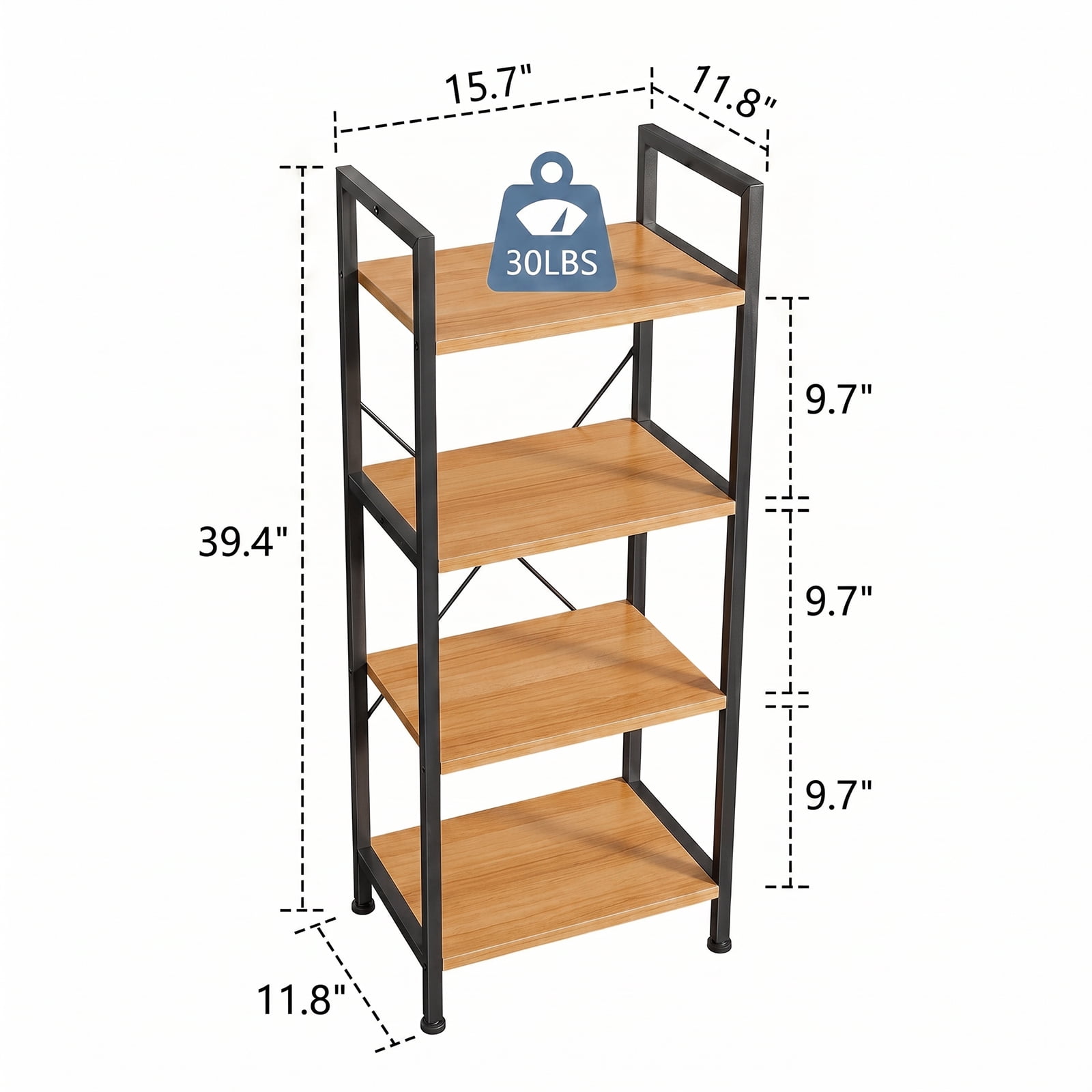 Alvantor 3/4-Tier Industrial Bookshelf, Narrow Storage Rack classical-style shelves for living rooms, homes, and offices