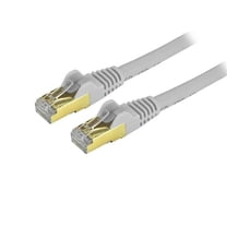 StarTech 12ft CAT6a Ethernet Cable - 10 Gigabit Shielded Snagless RJ45 100W PoE Patch Cord - 10GbE STP Network Cable with Strain Relief - Gray - UL, TIA (C6ASPAT12GR)