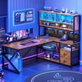 thumbnail image 5 of Modern L Shaped Computer Desk with 2 Drawers, Open Storage Shelves and Glass Cabinet, Corner Office Desk with LED Lights for Home Office, Living Room, Bedroom, 5 of 7