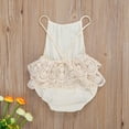 thumbnail image 4 of Musuos Baby Girls Summer Romper, 3 6 9 12M Casual Sling Floral Lace Back Adjustable Straps Hollow Back Jumpsuit, 4 of 7