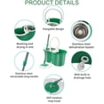 thumbnail image 7 of Hand Free Household Mop and Bucket with Wringer Set,Operable 360 ° Rotating Mop Bucket Set with 3 Microfiber Replacement Head and Stainless Steel 56" Extended Handle for Office and Home use(Green), 7 of 7