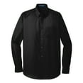 thumbnail image 5 of Mens Long Sleeve Professional Uniform Carefree Cotton/Polyester Poplin Shirt Deep Black 3X-Large, 5 of 6