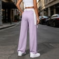 thumbnail image 4 of LIaqionyy Women's Straight Leg Pants Drawstring Elastic Waist Casual Lightweight Fashion Trousers with Pockets, 4 of 9