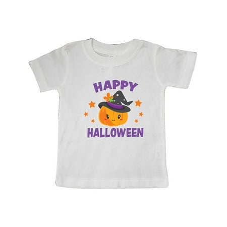 

Inktastic Happy Halloween Pumpkin with Witch Hat and Stars Gift Baby Girl T-Shirt