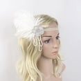thumbnail image 4 of IDALL Headbands for Women Hair Bands Flapper Feather Headband 1920s Accessories Crystal Beaded Wedding Headpiece Head Scarf A One Size, 4 of 7