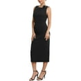 thumbnail image 4 of INSPIRE CHIC Women's Formal Dress Crewneck Sleeveless Ruched Cocktail Midi Evening Dresses S Black, 4 of 5