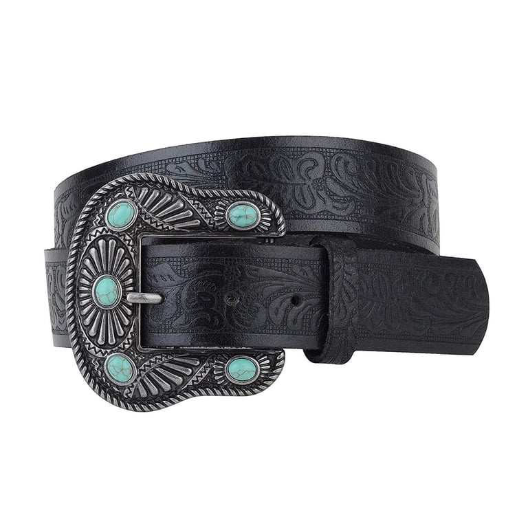 Women's Western Embossed Leather Belt and Classic Antique Silver with Turquoise Buckle - Black M - Walmart.com Women's Western Embossed Leather Belt and Classic Antique Silver with Turquoise Buckle - Black M - Walmart.com