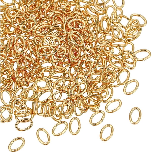 1 caja de 300 anillas abiertas chapadas en oro de 18 quilates, conectores ovalados para bisutería, accesorios para bisutería DIY.