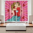 thumbnail image 2 of Ambesonne Love Kitchen Curtains, Pop Art Romantic Date Kiss, 55"x39", Multicolor, 2 of 3