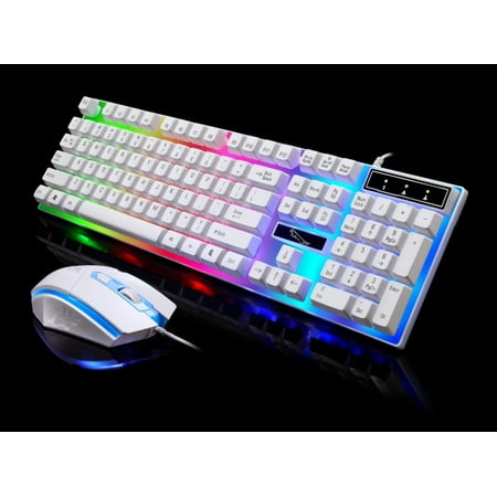Gaming Keyboard and Mouse Combo 3D Intelligent Anti-skid Luminescence Resolution 1000dpi USB interface for Gaming for Laptop, PC, Desktop, Computer /MAC White